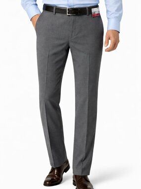 NWT LOUIS RAPHAEL Rosso Hidden Extension Wool Blend Gray Slacks Pants Sz 42 x 30